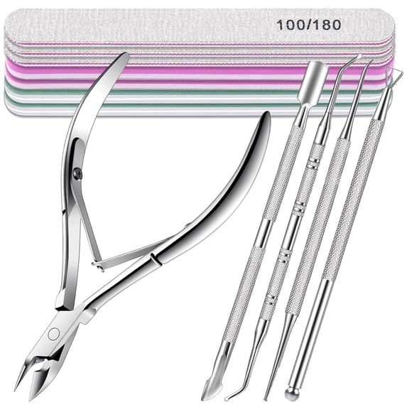 MORGLES Cuticle Trimmer with Ingrown Toenail Removal Kit, Pusher and Files, Cuticle Remover Nail Cutter Clippers for Fingernails Toenails, Professional Manicure and Pedicure Tools Kit