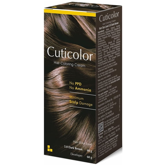 Cuticolor Hair Coloring Cream 120gm (New Pack) No PPD, No Ammonia (Dark Brown)