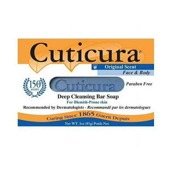 Cuticura Deep Cleansing Blemish Face & Body Soap, Paraben Free, 3oz, 3-Pack