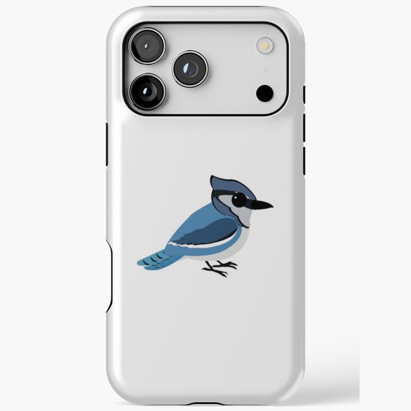 Cutie Blue Jay Bird Nature Wildlife Illustration Art iPhone Case 17 through 11 Pro Max