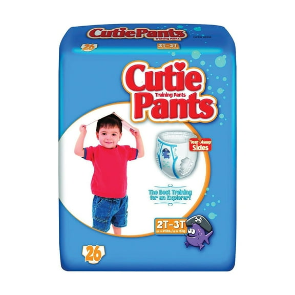 Cutie Boys 2T/3T Refastenable Potty Training Pants, Hypoallergenic with Skin Smart, 104 Count