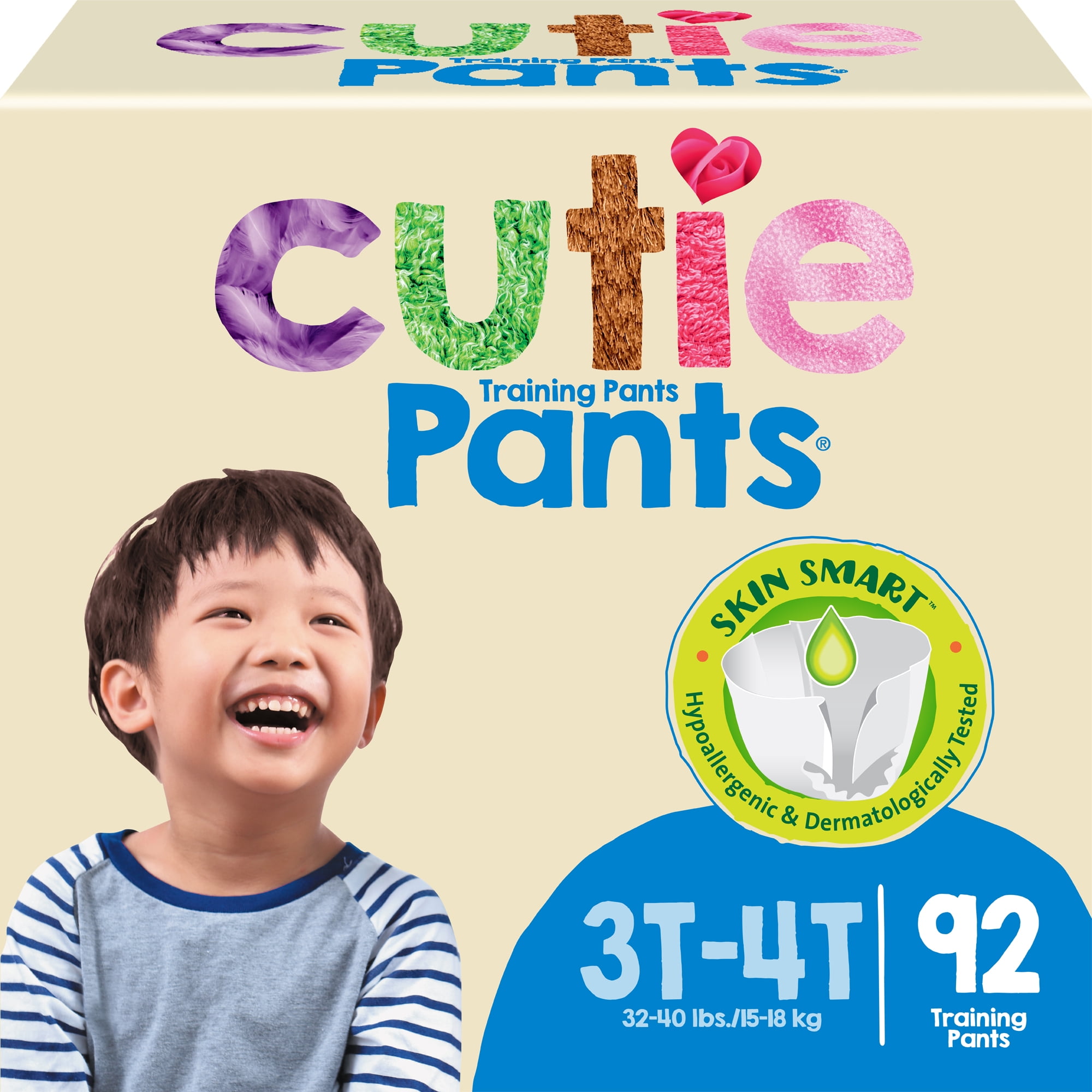 Cutie Boys 4T/5T Refastenable Potty Training Pants, Hypoallergenic