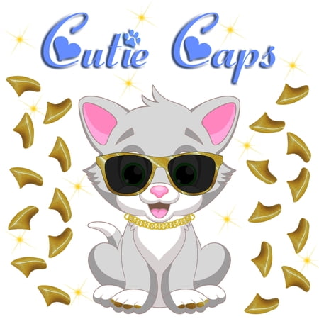 Cutie Caps 40 pack Kitten Polished Gold Soft Nail Guard for Cat Paws / Claws