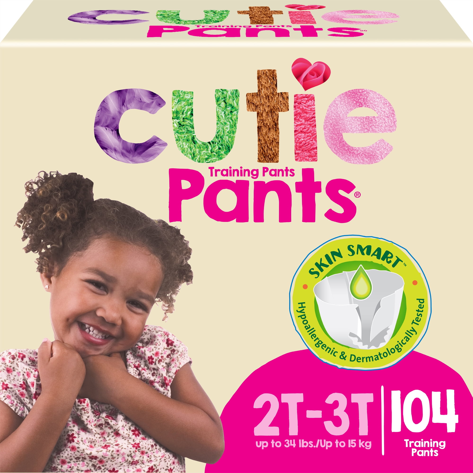 Cutie Girls 4T/5T Refastenable Potty Training Pants, Hypoallergenic with  Skin Smart, 76 Count