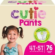 Cutie Girls 4T/5T Refastenable Potty Training Pants, Hypoallergenic with Skin Smart, 76 Count