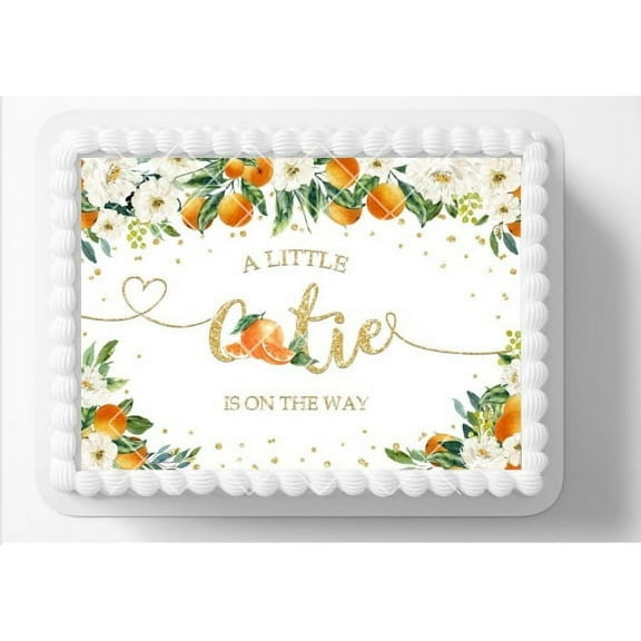 Cutie On The Way Cuties Oranges Themed Baby Shower Edible Image Edible Cake Topper Frosting Sheet Icing Paper Cake Decoration Edible Cake Sticker Decal