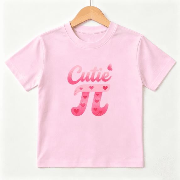 Cutie Pi Math Girls Graphic Tee, Funny Leopard School Day 100% Cotton Kids Short Sleeve T-Shirt