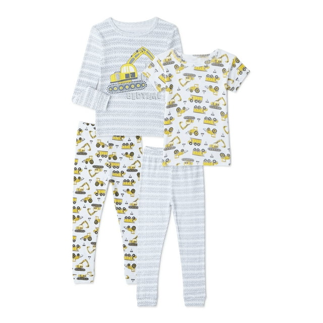 Cutie Pie Baby Toddler Boys Short & Long Sleeve Snug Fit Cotton Pajamas Set, 4-Piece, Size 12 Months-5T
