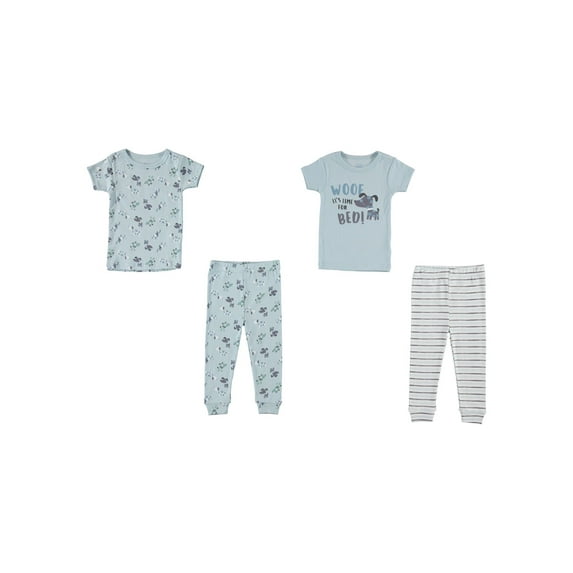 Cutie Pie Dreamers Baby Boy & Toddler Boy 4 PC Tight Fit Cotton Sleepwear Pajamas, Sizes 12 Months-4T 12M-4T