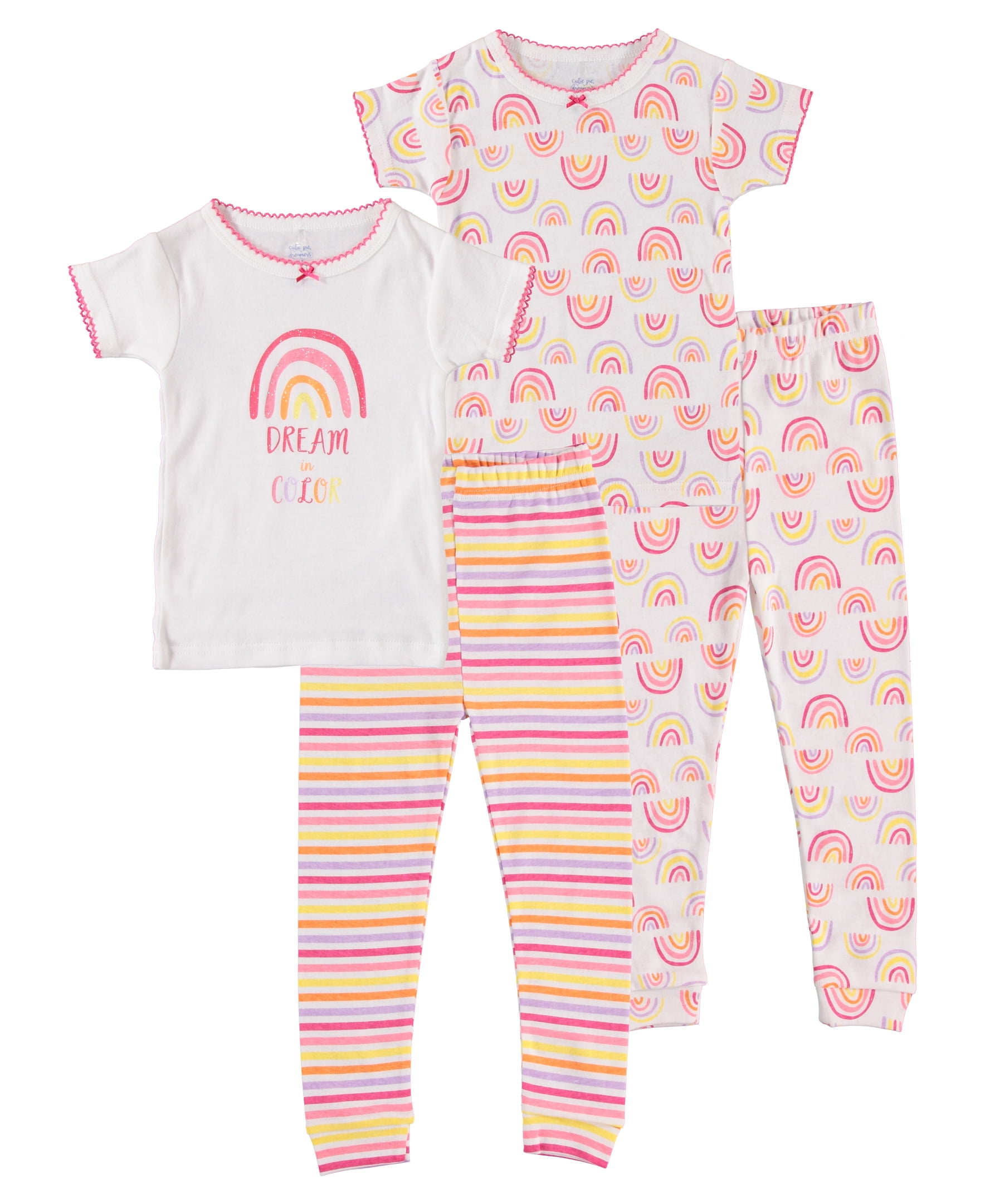 Cutie Pie Dreamers Baby Girl Toddler Girl 4 PC Tight Fit Cotton Sleepwear Pajamas Sizes 12 Months 4T 12M 4T Walmart