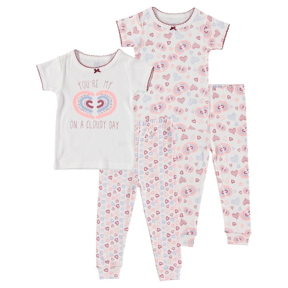 Cutie Pie Dreamers Baby Girl & Toddler Girl 4 PC Tight Fit Cotton Sleepwear Pajamas, Sizes 12 Months-4T 12M-4T