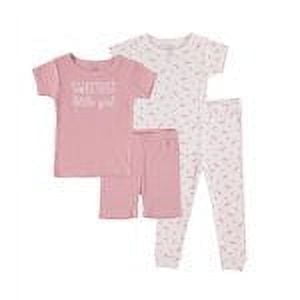 Cutie Pie Dreamers Baby Girl & Toddler Girl 4 PC Tight Fit Cotton Sleepwear Pajamas, Sizes 12 Months-4T 12M-4T