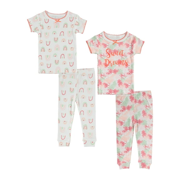 Cutie Pie Dreamers Baby Girl & Toddler Girl 4 PC Tight Fit Cotton Sleepwear Pajamas, Sizes 12 Months-4T