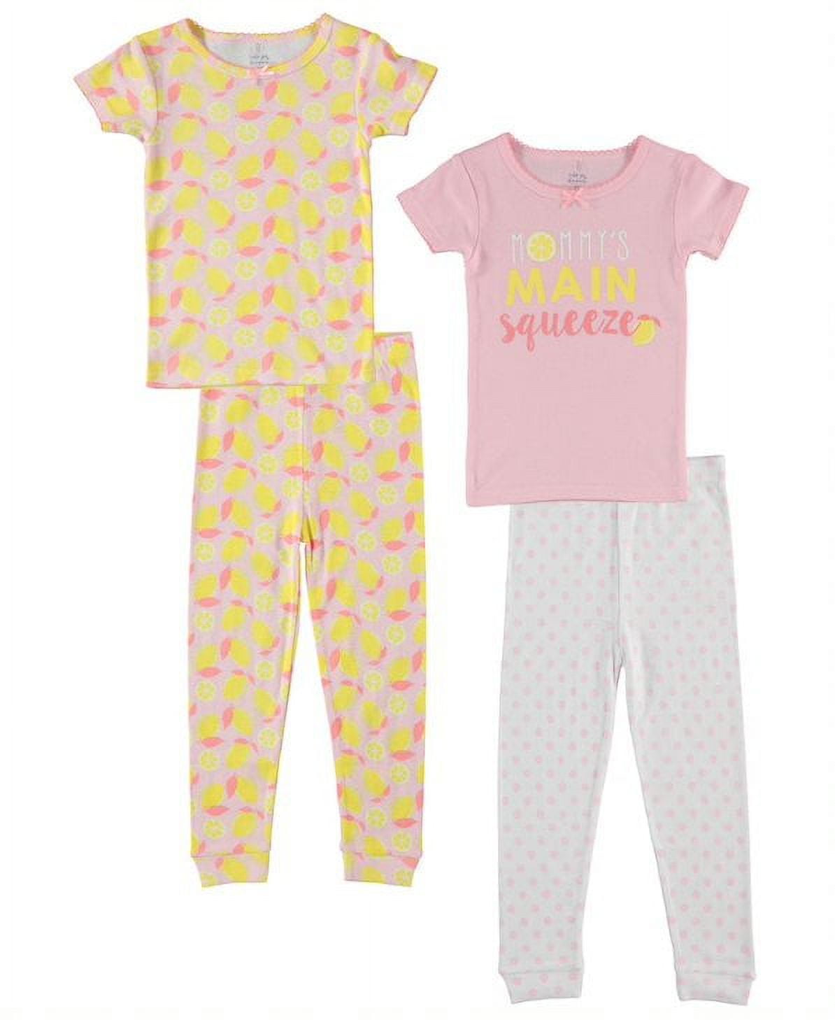 Dreamers Baby Girl & Toddler Girl 4PC Tight Fit Cotton Sleep Set, Size 12M-4T