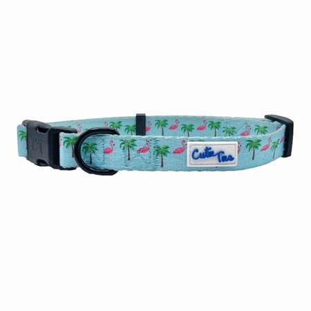 Cutie Ties Fun Design Dog Collar Flamingo Miami Vice Large