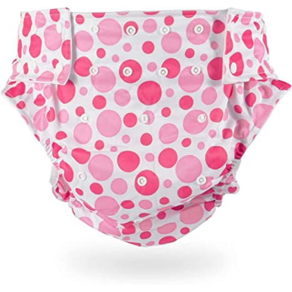 CutiePlusU Adult Cloth Diaper Washable Adult Pocket Nappy Cover Adjustable Reusable Breathable Leak Free - Pink Dot