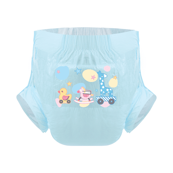 CutiePlusU Adult Diaper 3 Pieces, Adult Diapers Sample, Maximum Overnight Absorbency- Cute Toddler Blue (Large 37"-47")
