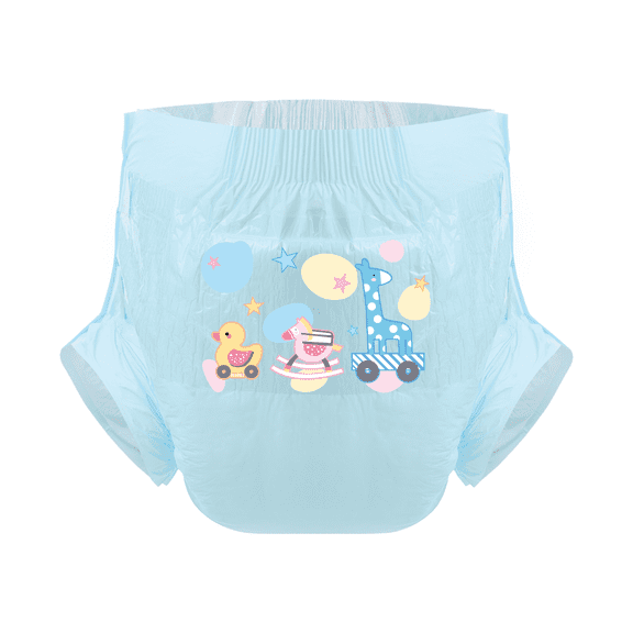 CutiePlusU Adult Diaper 3 Pieces, Adult Diapers Sample, Maximum Overnight Absorbency Blue Cute Toddler(Medium 28"-38")