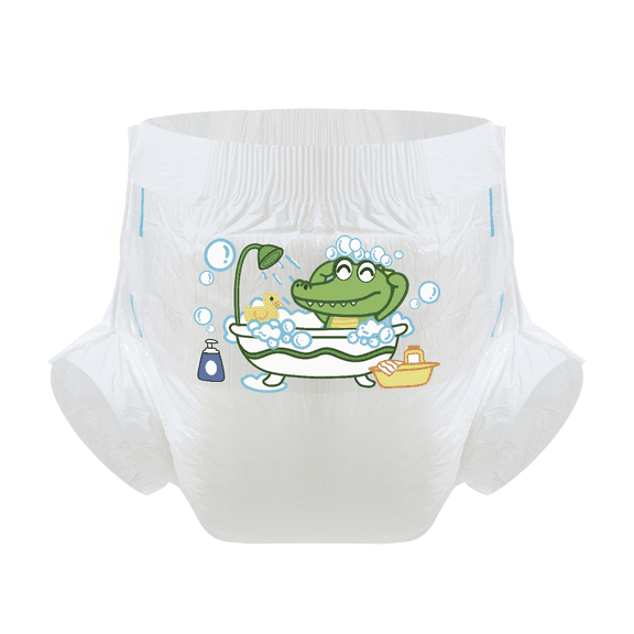 CutiePlusU Adult Diaper 3 Pieces, Adult Diapers Sample, Maximum Overnight Absorbency White Bathing Baby Crocodile(Medium 28"-38")