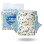 CutiePlusU Adult Diapers 10 Pieces, Disposable Incontinence Briefs with Tabs for Women and Men, Maximum Overnight Absorbency- Cosmic Adventurer Large 37"-47"