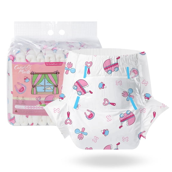 CutiePlusU Adult Diapers 10 Pieces,Disposable Incontinence Briefs with Tabs for Women and Men, Maximum Overnight Absorbency(Medium 28"-38")