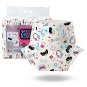 CutiePlusU Adult Diapers 10 Pieces, Game Baby Disposable Incontinence Briefs with Tabs for Women and Men, Maximum Overnight Absorbency Medium 28"-38"