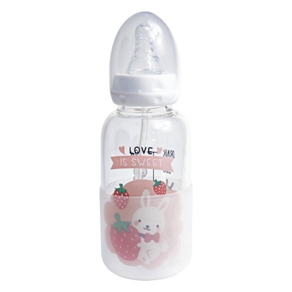 CutiePlusU Adult Glass Feeding Bottle Cute Printed Large Size Baby Bottles 10Oz/300ML Love is Sweet