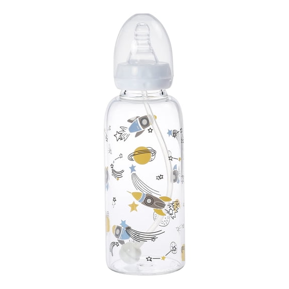CutiePlusU Adult Glass Feeding Bottle Cute Printed Large Size Baby Bottles 13.5Oz/400ML Cosmic Adventurer