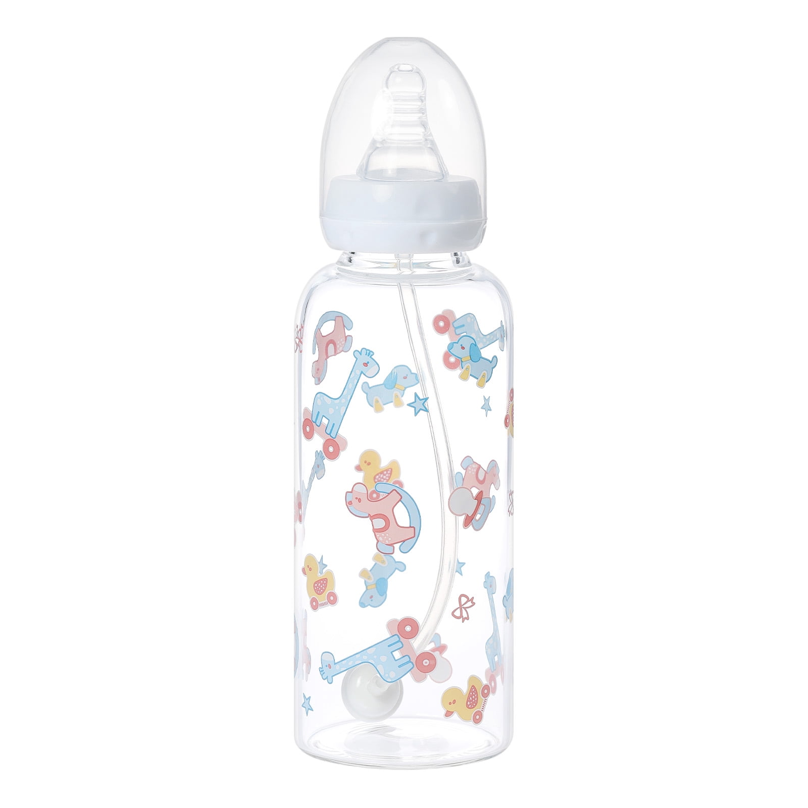 CutiePlusU Adult Glass Feeding Bottle Cute Printed Large Size Baby Bottles 13.5Oz/400ML Rocking Fun