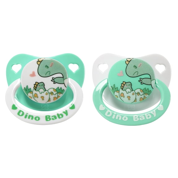 CutiePlusU Adult Pacifiers Big Shield Printed Soothers Cute Paci 2 Pieces Dinosaur Baby
