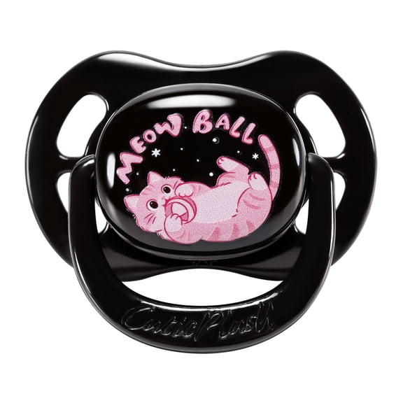CutiePlusU Adult Sized Pacifier Big Shield Dummy Printed Soother BPA Free Kitty Black