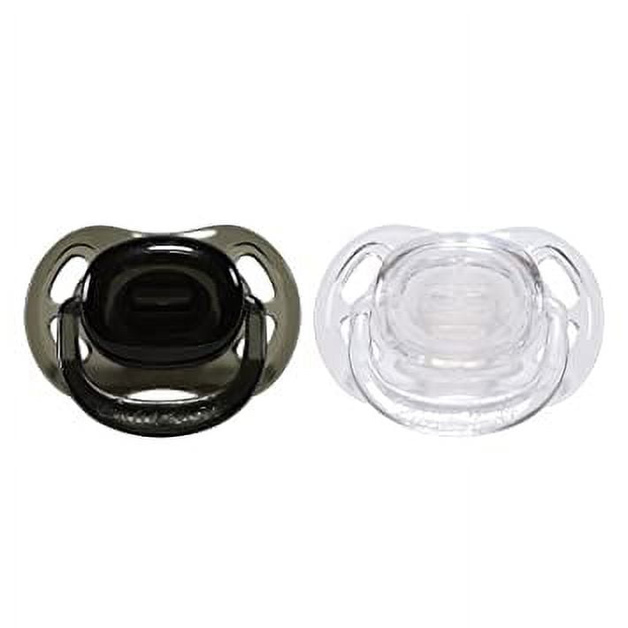 CutiePlusU Adult Sized Pacifier Dummy for Adult Babies-Crystal Butterfly Shape Big Shield 2 Pack- Black,White