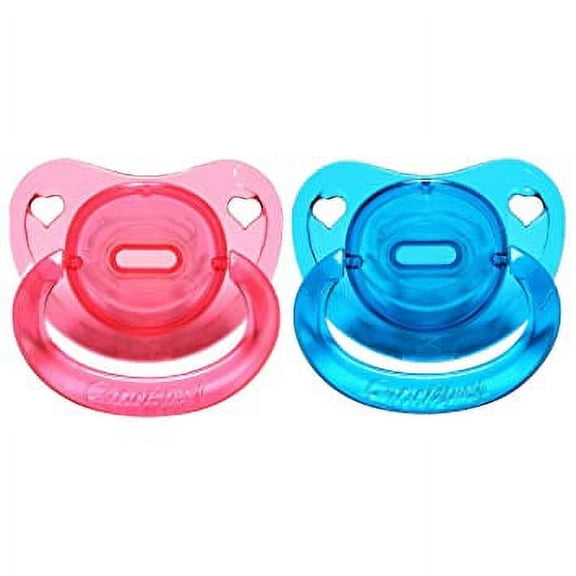 CutiePlusU Adult Sized Pacifier Dummy for Adult Babies-Crystal Pacifiers Set Big Shield 2 Pack-Pink, Blue