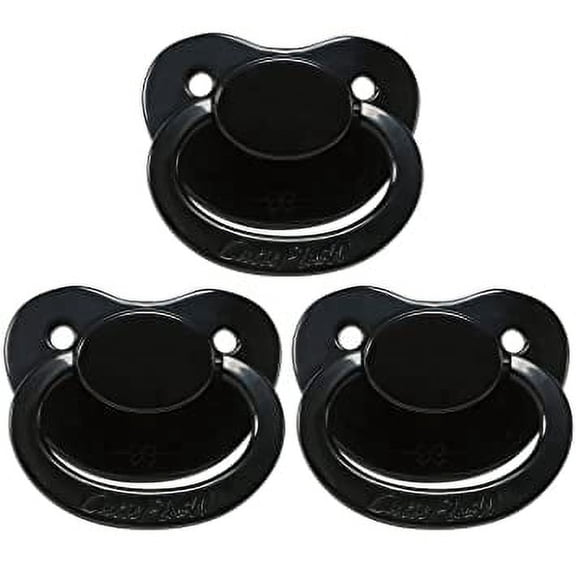 CutiePlusU Adult Sized Pacifier Dummy for Adult Babies Large Shield - 3 Pack Black
