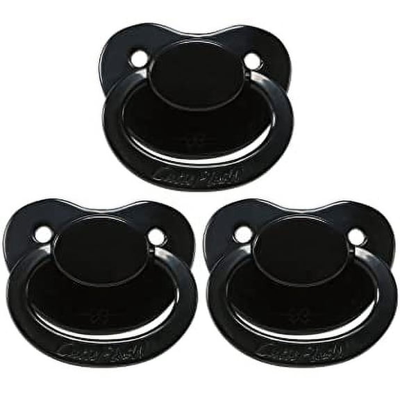 CutiePlusU Adult Sized Pacifier Dummy for Adult Babies Large Shield - 3 Pack Black