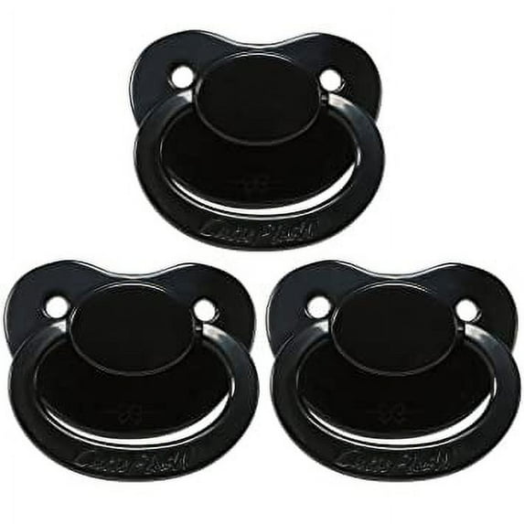 CutiePlusU Adult Sized Pacifier Dummy for Adult Babies Large Shield - 3 Pack Black