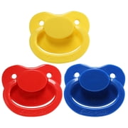 CutiePlusU Adult Sized Pacifier Dummy for Adult Babies-Large Shield 3 Pack - Lake Blue, Yellow, Red