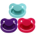 thumbnail image 1 of CutiePlusU Adult Sized Pacifier Dummy for Adult Babies-Large Shield 3 Pack - Turquoise, Purple, Roes, 1 of 6