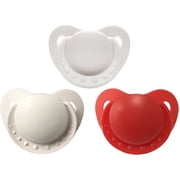 CutiePlusU Adult Sized Pacifier Dummy for Adult Babies-Small Shield 3 Pack Heart Dots Shape-Red,White,Ivory