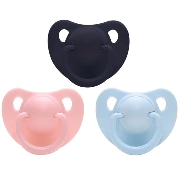 CutiePlusU Adult Sized Pacifier Dummy for Adult Babies-Small Shield 3 Pack Heart Shape-Black,Blue,Pink