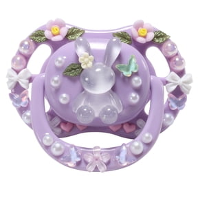 CutiePlusU Adult Sized Pacifier Dummy for Adult DIY Handmade Big Shield-Violet Bunny
