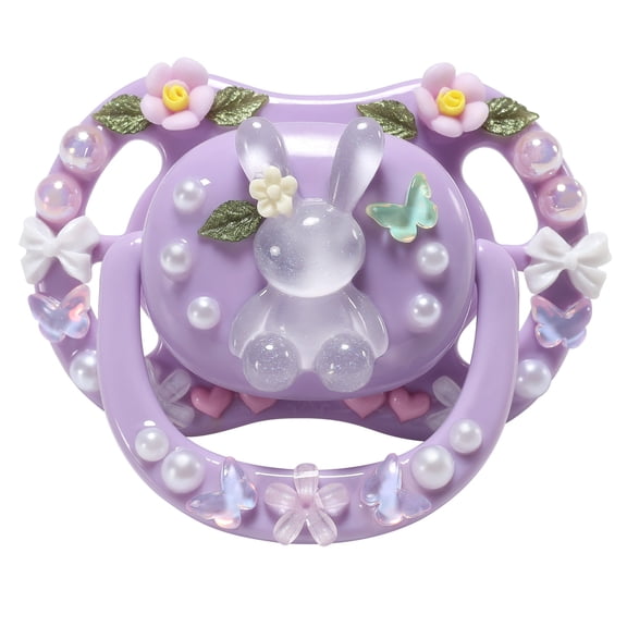 CutiePlusU Adult Sized Pacifier Dummy for Adult DIY Handmade Big Shield-Violet Bunny