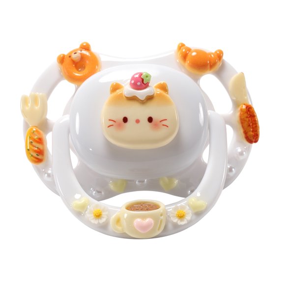 CutiePlusU Adult Sized Pacifier Dummy for Adult DIY Handmade Big Shield-White Kitty