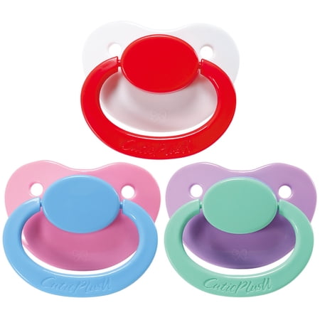 CutiePlusU Adult Sized Pacifier Large Shield 3 Packs-Red Green Blue