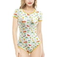 thumbnail image 1 of CutiePlusU Cotton Button Crotch Adult Onesie Romper Bodysuit Pajamas- Wonderful Wildlife Park Print Yellow 3XL, 1 of 5