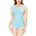 thumbnail image 1 of CutiePlusU Cotton Button Crotch Bodysuit Adult Romper Onesie Pajamas Splicing Style Blue M, 1 of 5