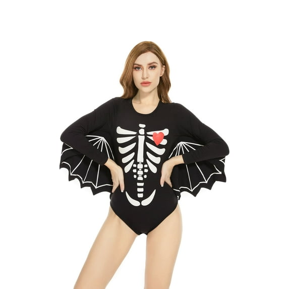 CutiePlusU Cotton Button Crotch Bodysuit Romper Onesie Pajamas-Halloween Crazy Glow Vampire 2XL