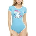 thumbnail image 1 of CutiePlusU Cotton Button Crotch Bodysuits Adult Romper Basics Onesie-Bunny Print SkyBlue XS, 1 of 5