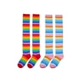 thumbnail image 1 of CutiePlusU Cotton Colorful Rainbow Striped Socks Over Knee Clown Striped Thigh High Stockings Unique Thoughtful Gifts for Men Women and Best Friend, 1 of 5