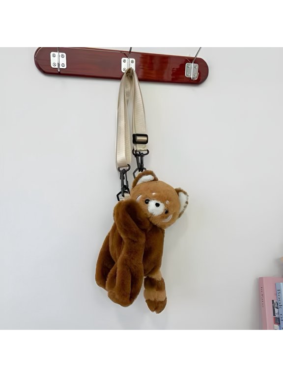 Cute Plush Animal Backpack, Novelty Convertible Crossbody Shoulder Bag for Adults-Racoon S